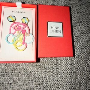 Pink Linen Multicolor Earrings